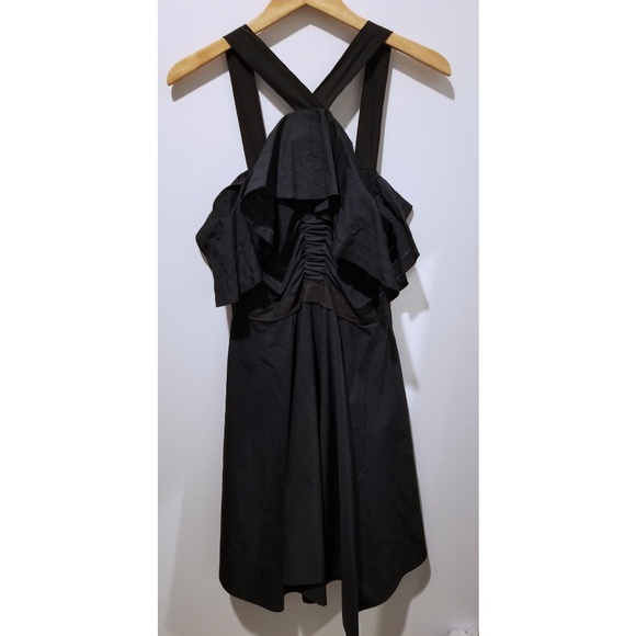 DEREK LAM 10 CROSBY Poplin Ruffle Halter Dress - Picture 3 of 3